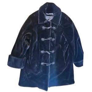 Dennis Basso Vintage‎ Black Faux Fur Toggle Coat Women's Size L